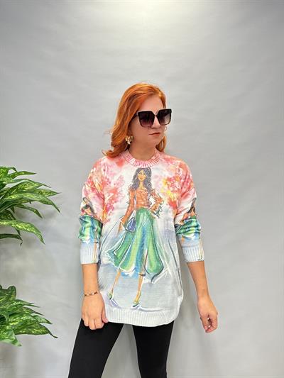 MSN 5067 DİJİTAL BASKI TRİKO BLUZ  PODYUM  44 BEDENE KADAR UYUMLUDUR 