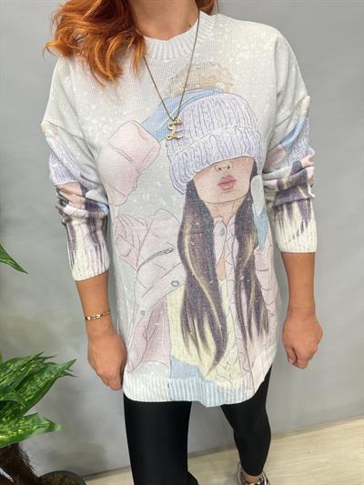 MSN 5067 DİJİTAL BASKI TRİKO BLUZ  SNOW  44 BEDENE KADAR UYUMLUDUR 