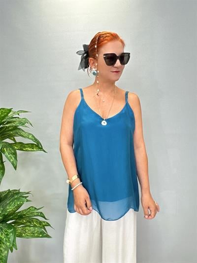 PK 6620 Italyan Astarrı Esnek Bluz Petrol