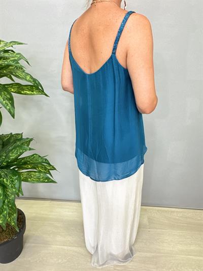 PK 6620 Italyan Astarrı Esnek Bluz Petrol