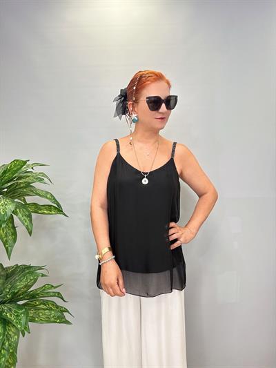 PK 6620 Italyan Astarrı Esnek Bluz Siyah