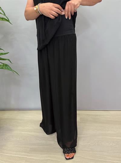 PK 6621  Italyan İpek Pantolon Siyah