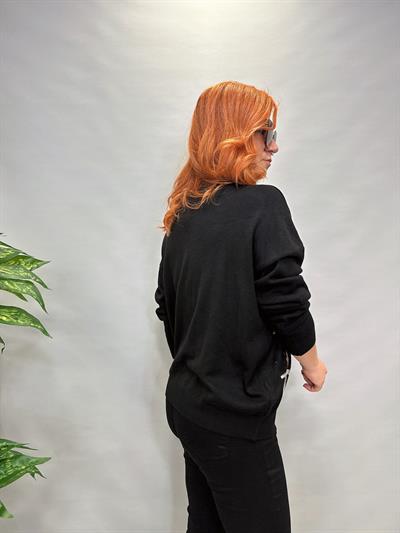 R 3251 V YAKA SİLÜET DETAY ANGORA KAZAK SİYAH