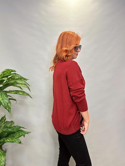 R 3251 V YAKA SİLÜET DETAY ANGORA KAZAK BORDO