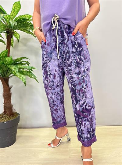 RSM 4007 Italyan Keten Pantolon Mor