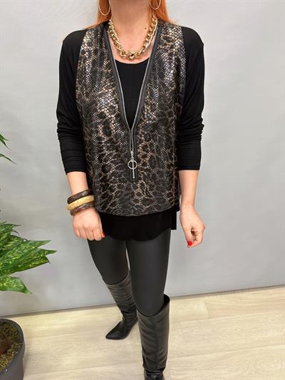 (TAKIMDIR) YLK LEOPAR DESENLİ YELEKLİ TAKIM SİYAH