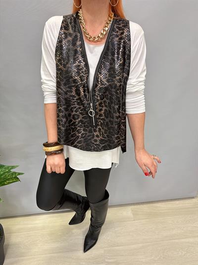 (TAKIMDIR) YLK LEOPAR DESENLİ YELEKLİ TAKIM BEYAZ