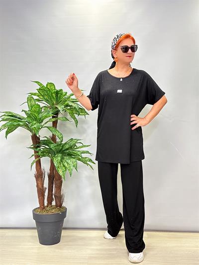 TKM 8889 Likralı Viskon Penye Takım Siyah