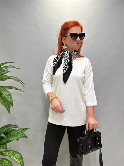 YNY MNS 31050 DAMLA DETAY YARIM KOL İNCE TRİKO BEYAZ