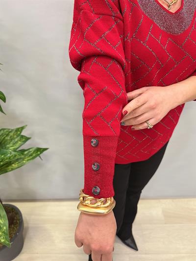 YNY MNS 21124 SİMLİ KOL DÜĞME DETAY TRİKO KIRMIZI