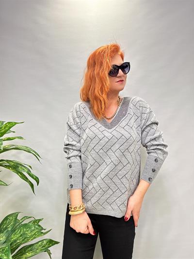 YNY MNS 21124 SİMLİ KOL DÜĞME DETAY TRİKO GRİ