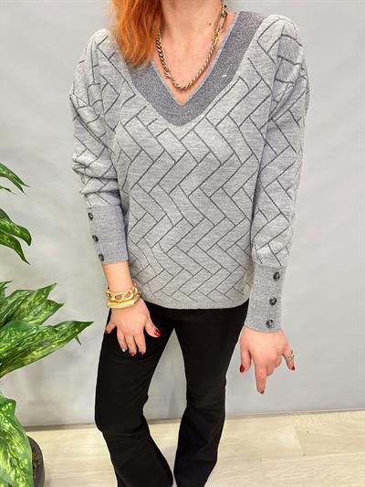 YNY MNS 21124 SİMLİ KOL DÜĞME DETAY TRİKO GRİ