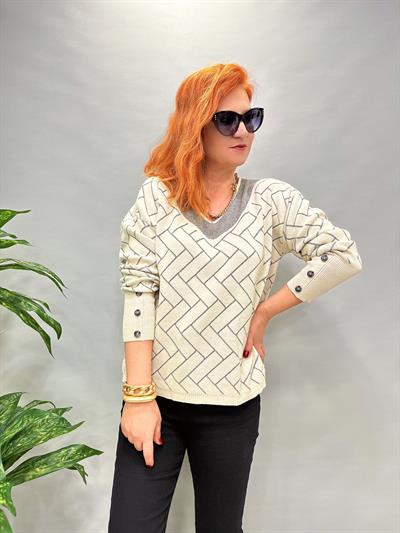 YNY MNS 21124 SİMLİ KOL DÜĞME DETAY TRİKO EKRU