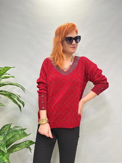 YNY MNS 21124 SİMLİ KOL DÜĞME DETAY TRİKO KIRMIZI