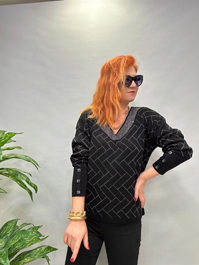 YNY MNS 21124 SİMLİ KOL DÜĞME DETAY TRİKO SİYAH