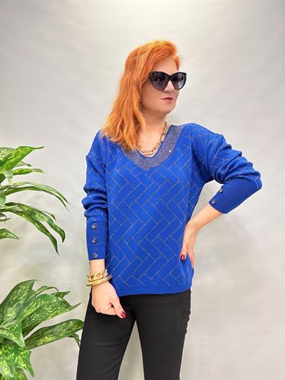 YNY MNS 21124 SİMLİ KOL DÜĞME DETAY TRİKO SAKS MAVİ