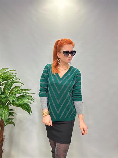 YNY MNS 3189 KOL DÜĞME DETAY TRİKO ZÜMRÜT YEŞİL