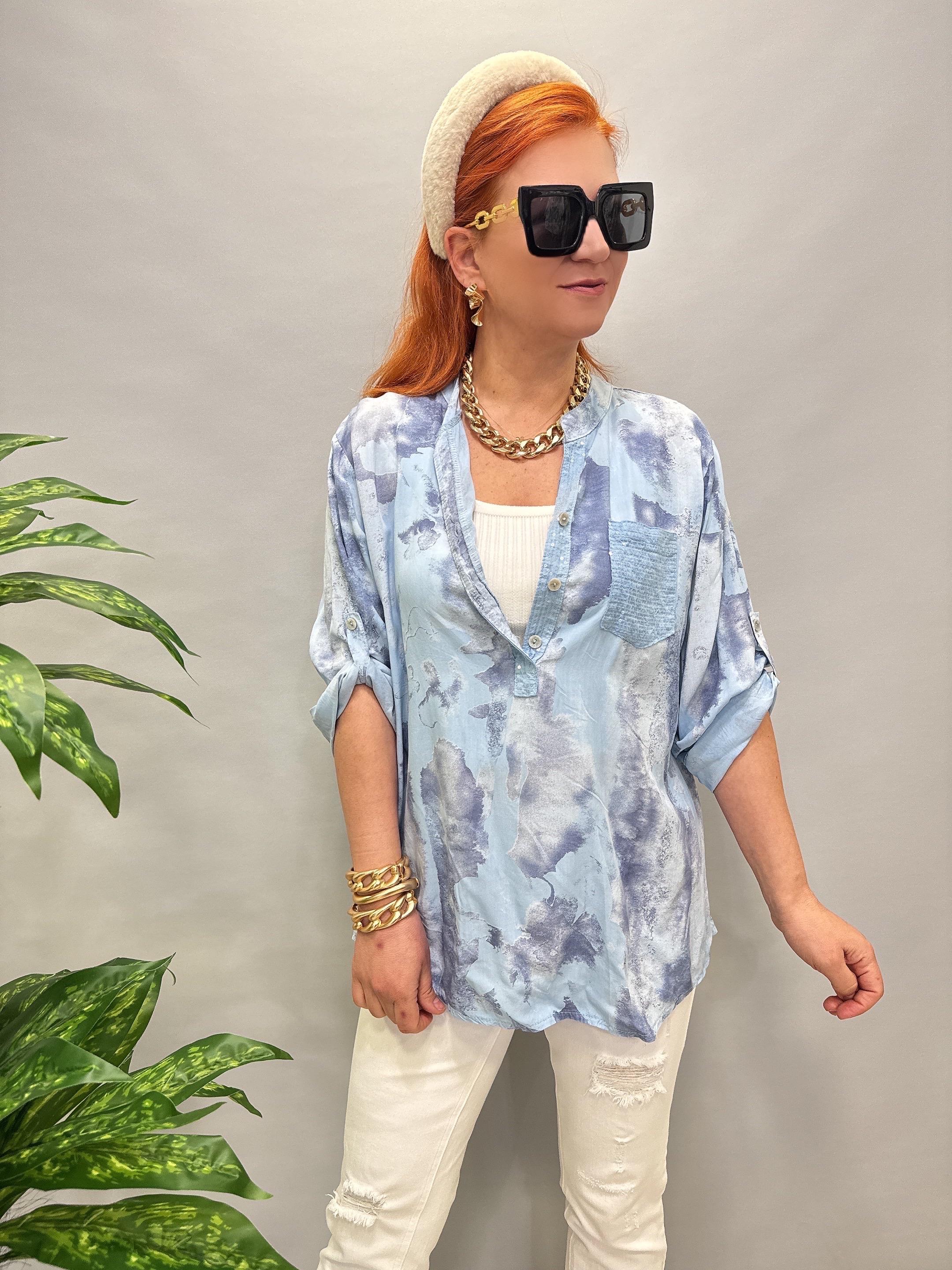  BLZ 8083 İTALYAN PAMUKLU VİSKON BLUZ BEBE MAVİ