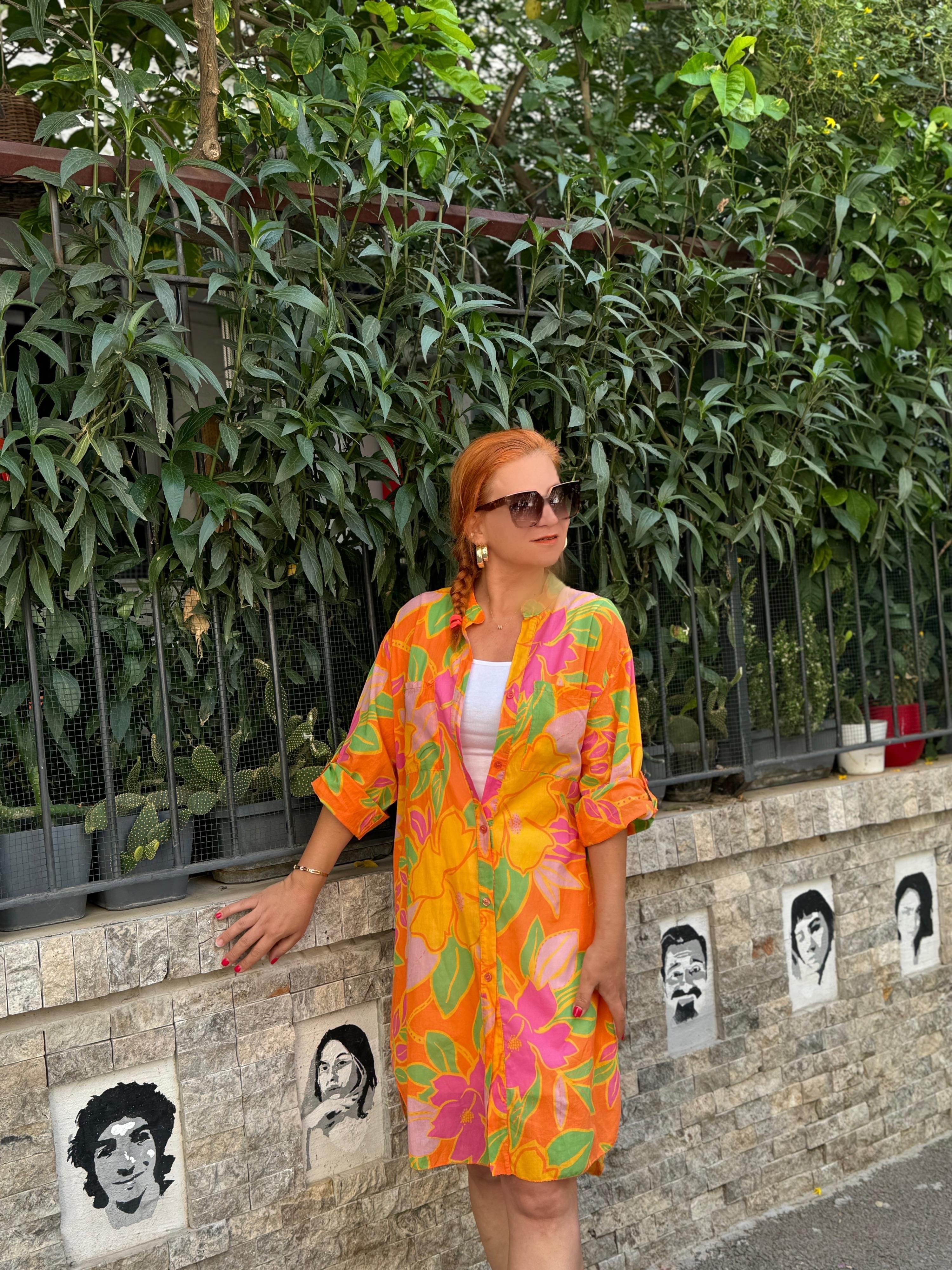 016718 PREMIUM İTHAL PAMUKLU GÖMLEK ÇİÇEK  DESEN 46 BEDENE KADAR UYUMLUDUR