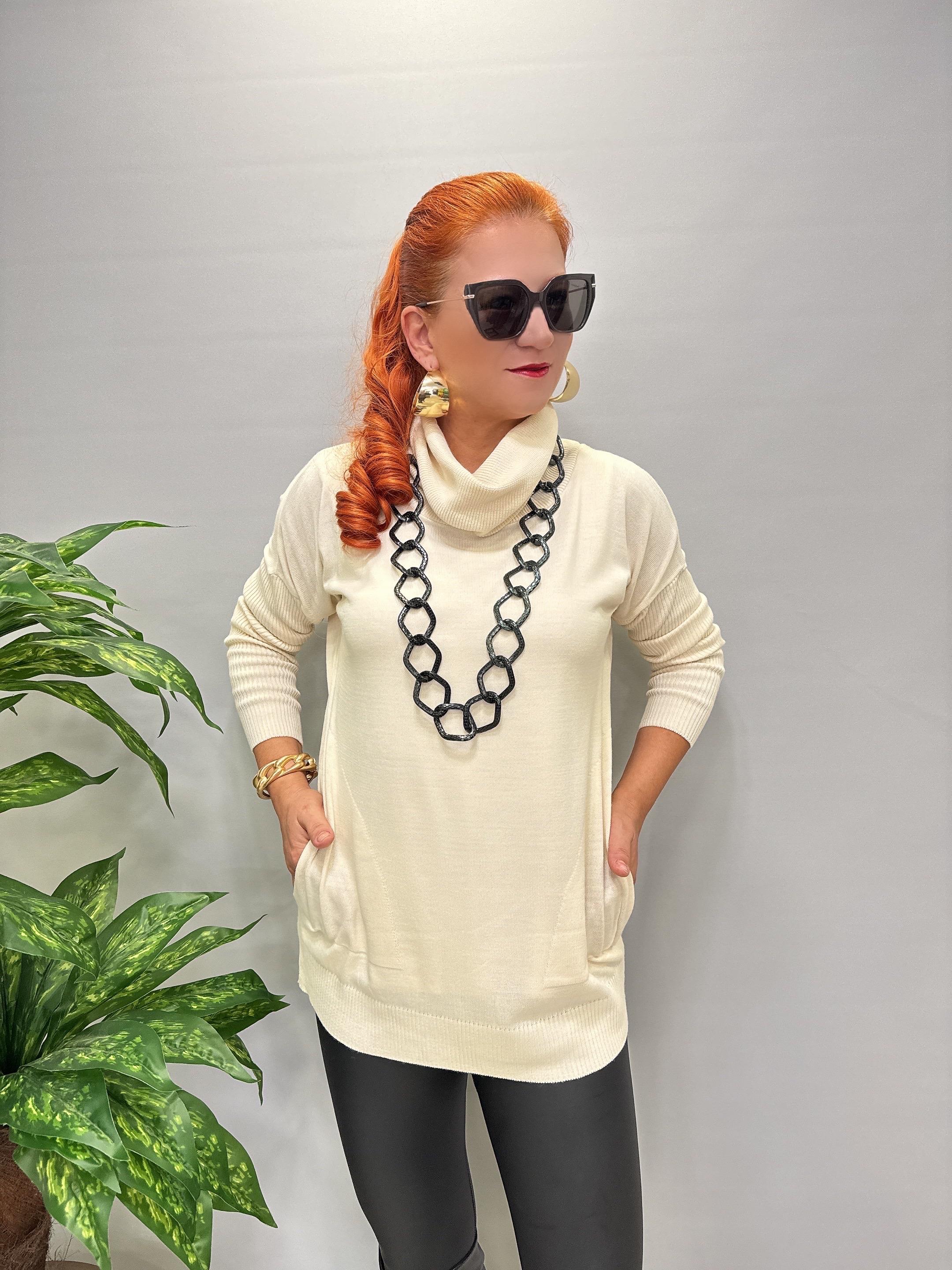 0710 Degaje Yaka Triko Krem 