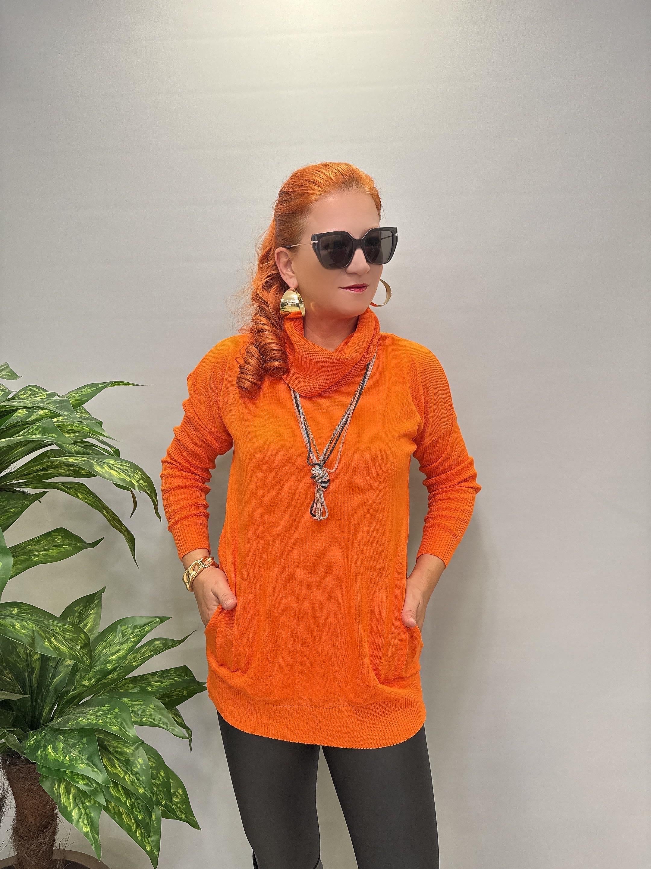 0710 Degaje Yaka Triko Turuncu