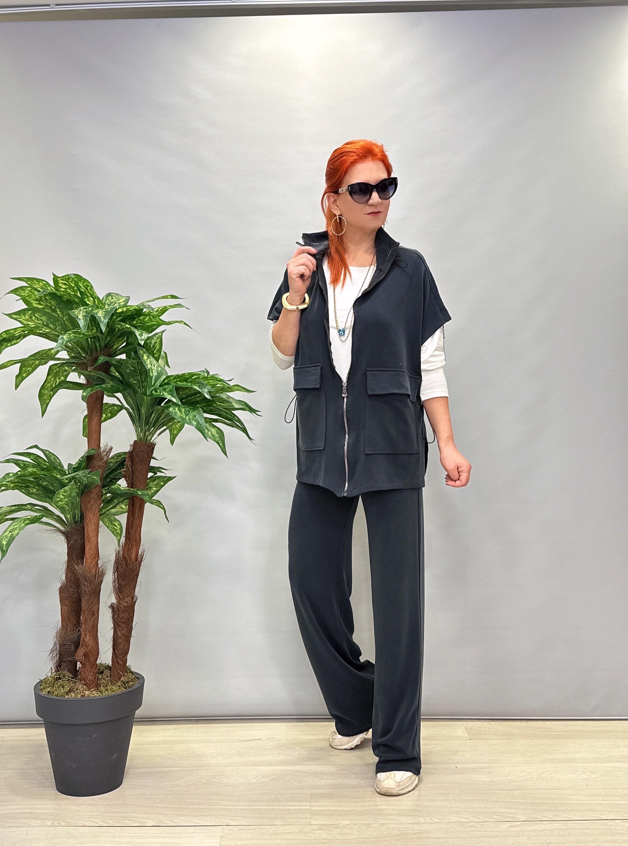 085 YELEK CEKETLİ MODAL TAKIM ANTRASİT (BASİC TSHİRT HARİÇ)