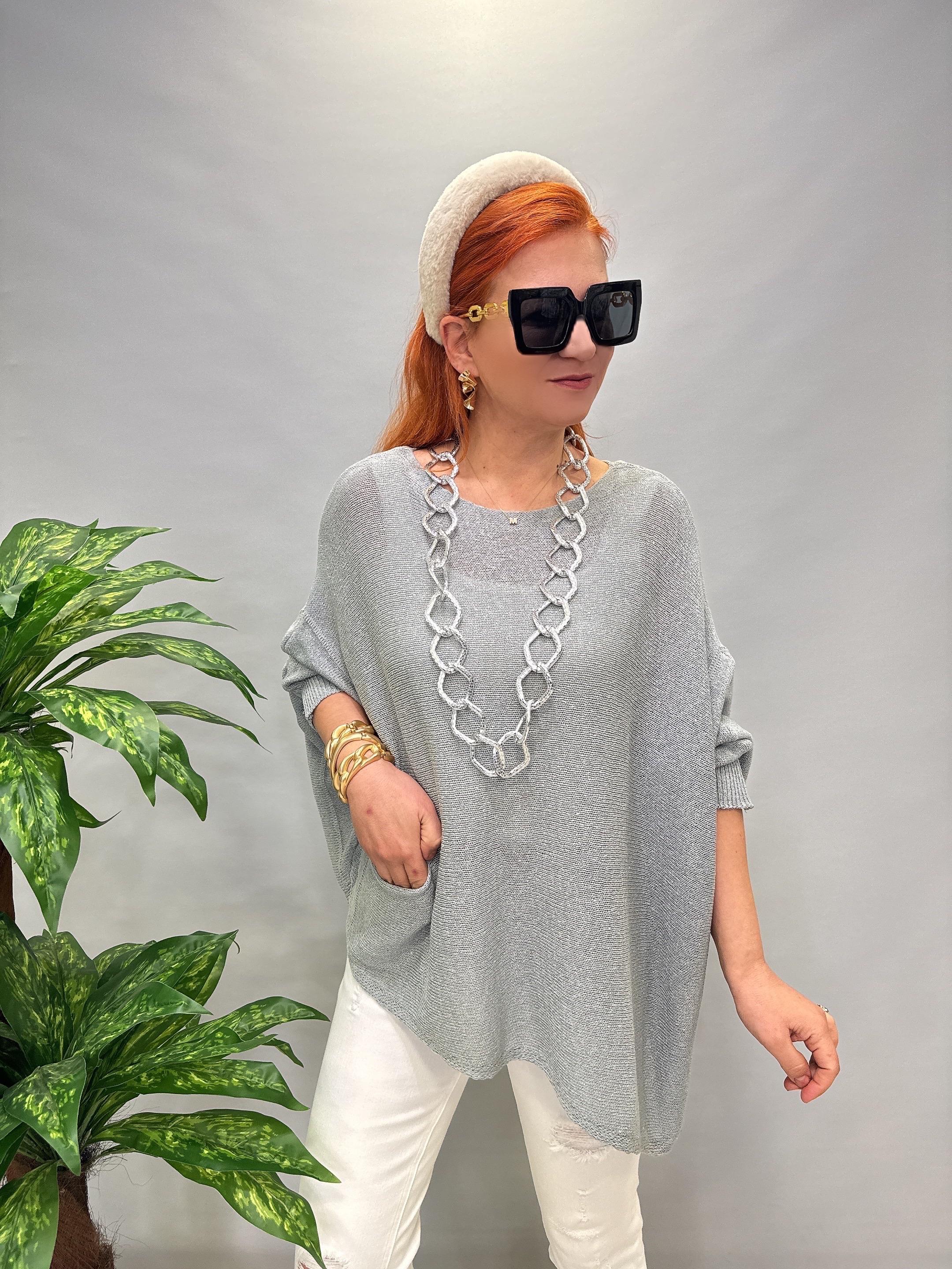 1001 TASARIM TRİKO BLUZ GRİ