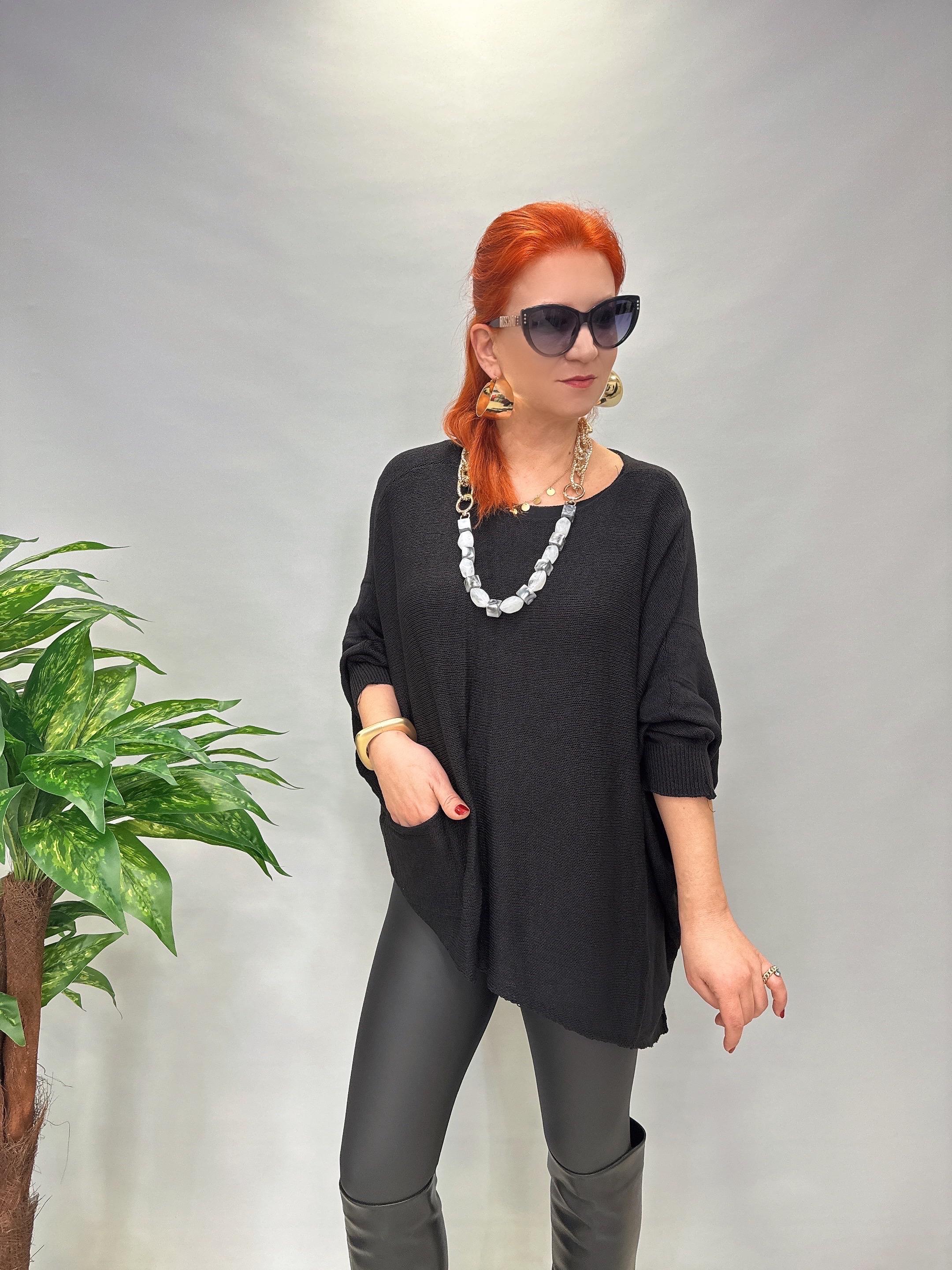 1001 TASARIM TRİKO BLUZ SİYAH