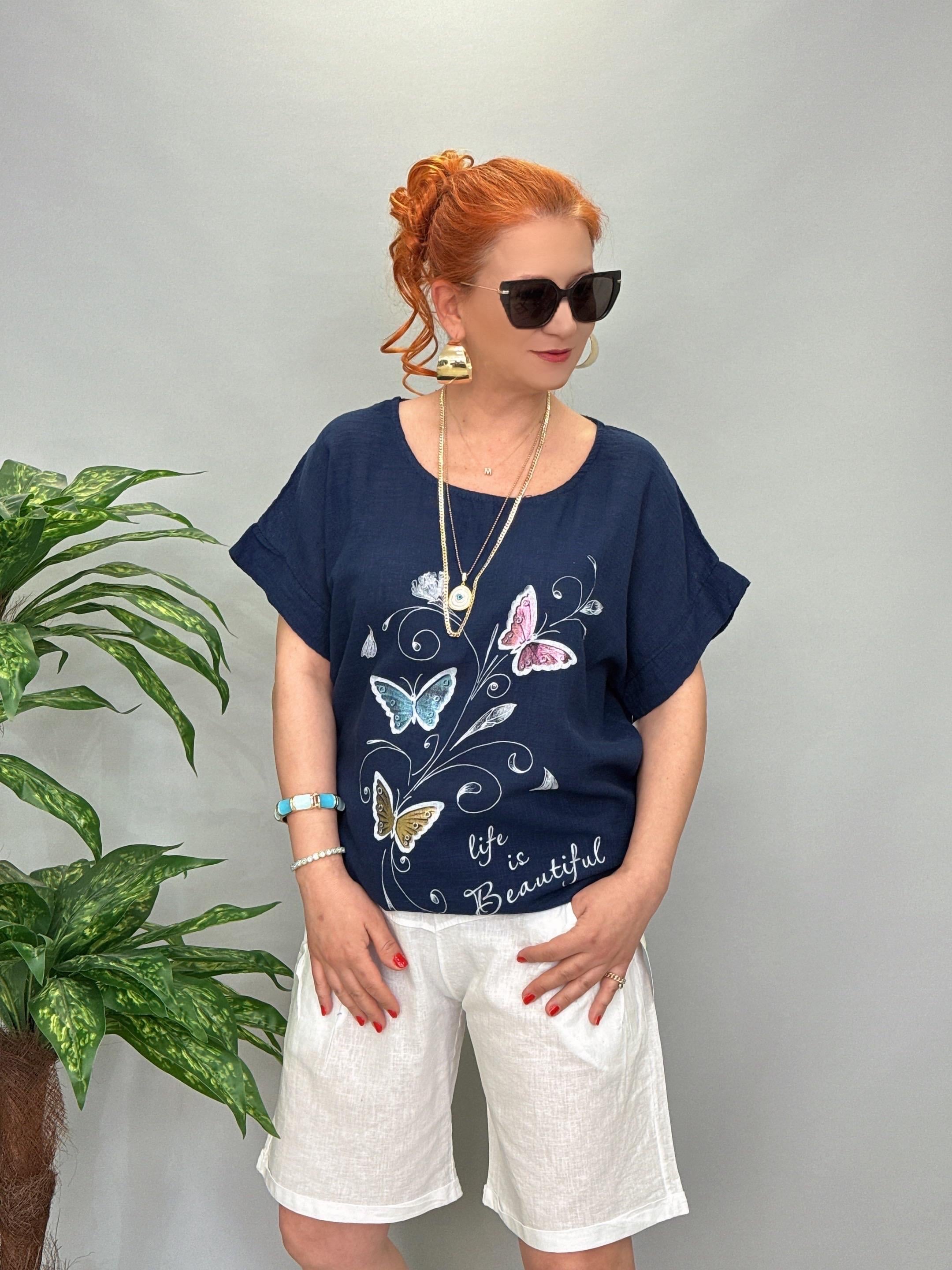 1010 Pamuk Keten Şort Beyaz