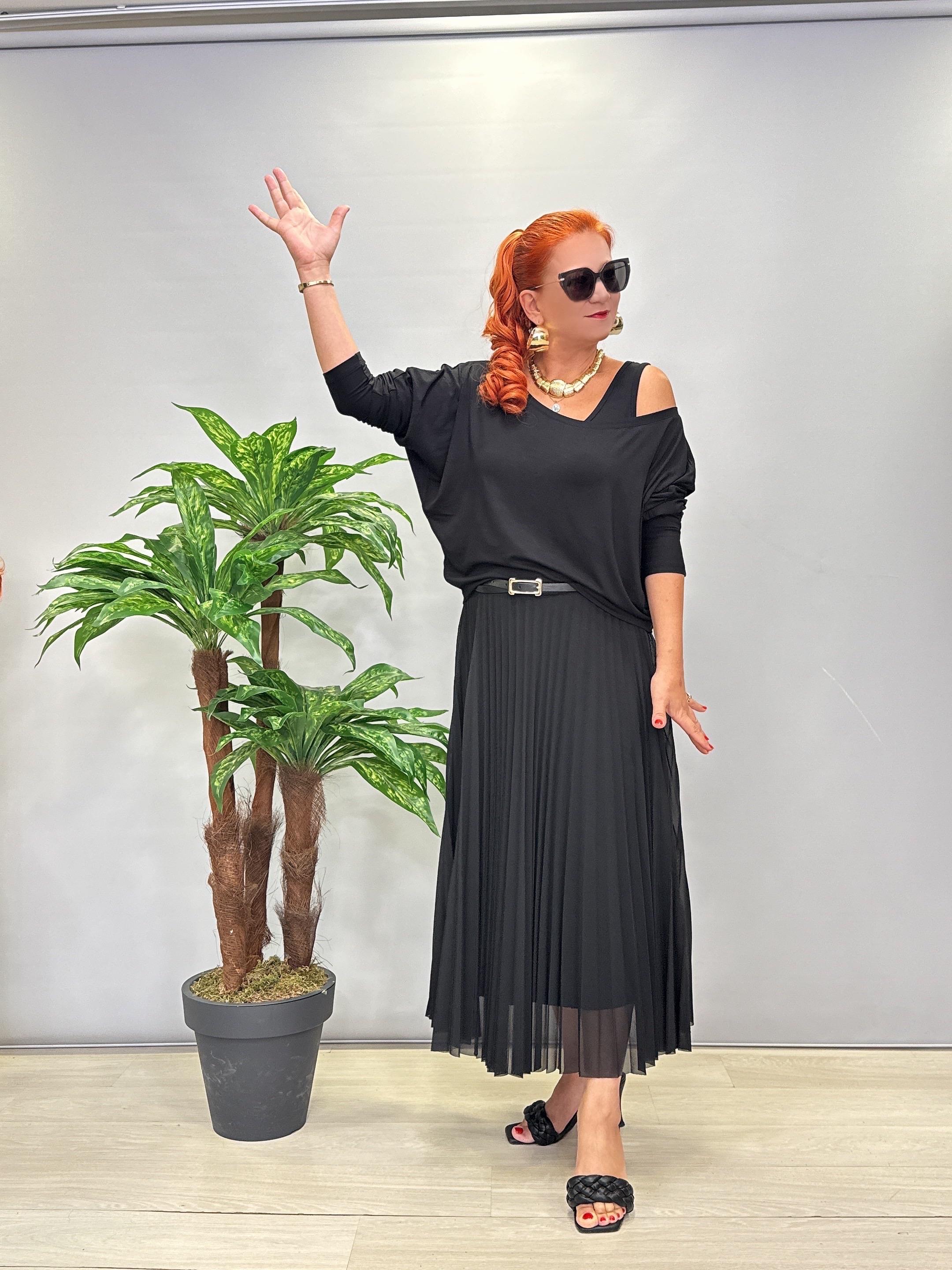 112017 Modal Bluzlu Elbise Takım (KEMER DAHİL DEĞİLDİR)