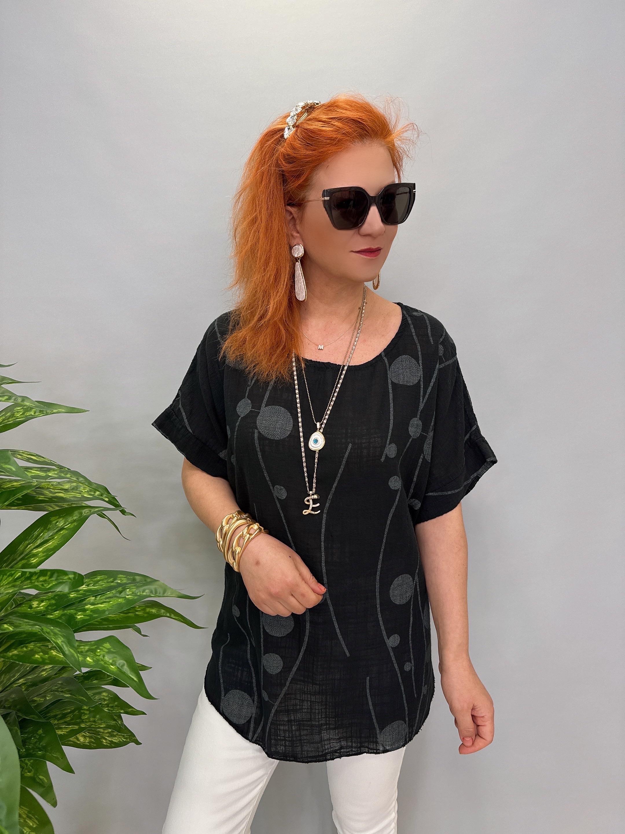 1220 İTALYAN PAMUKLU BLUZ SİYAH