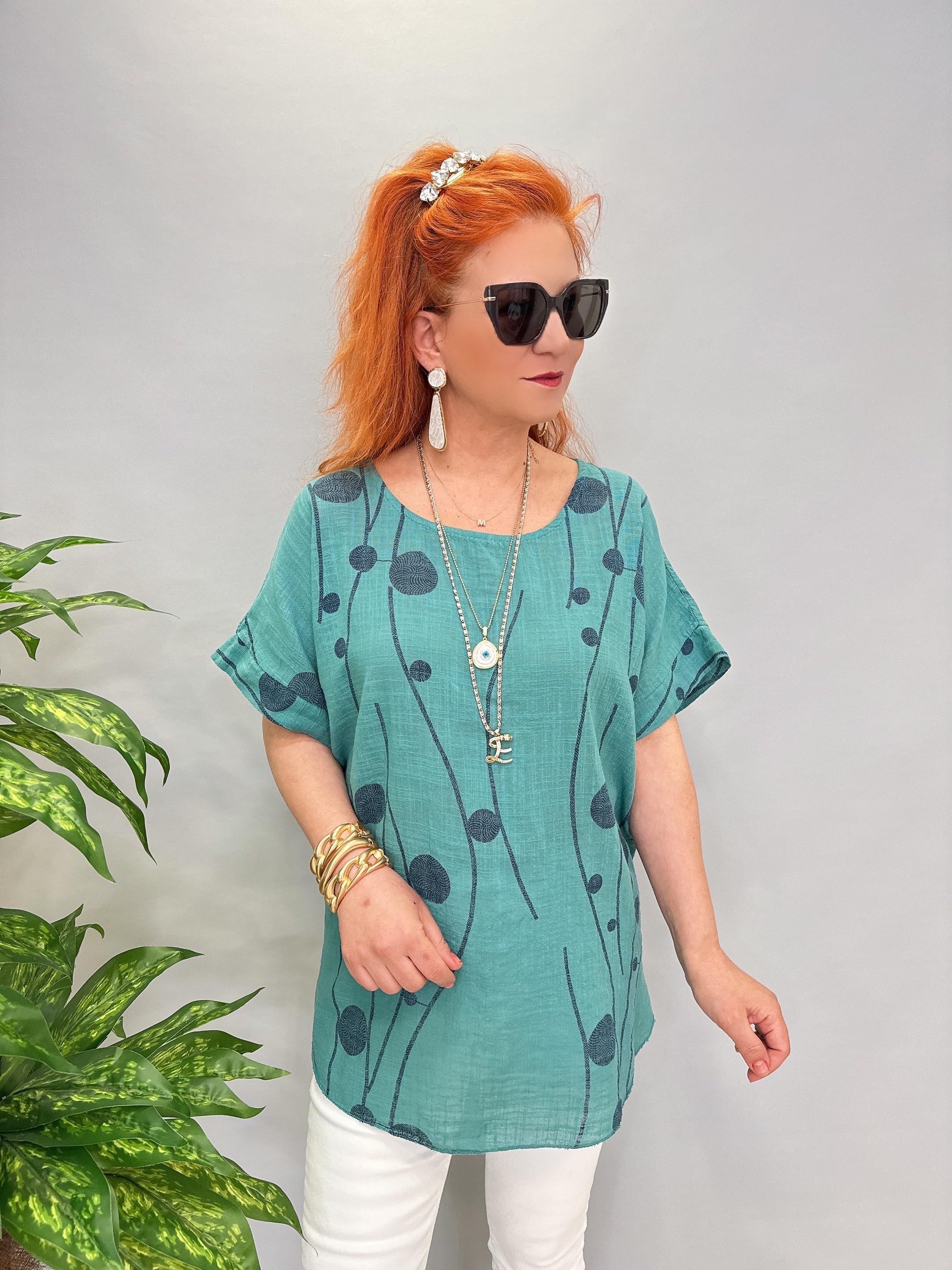 1220 İTALYAN PAMUKLU BLUZ YEŞİL