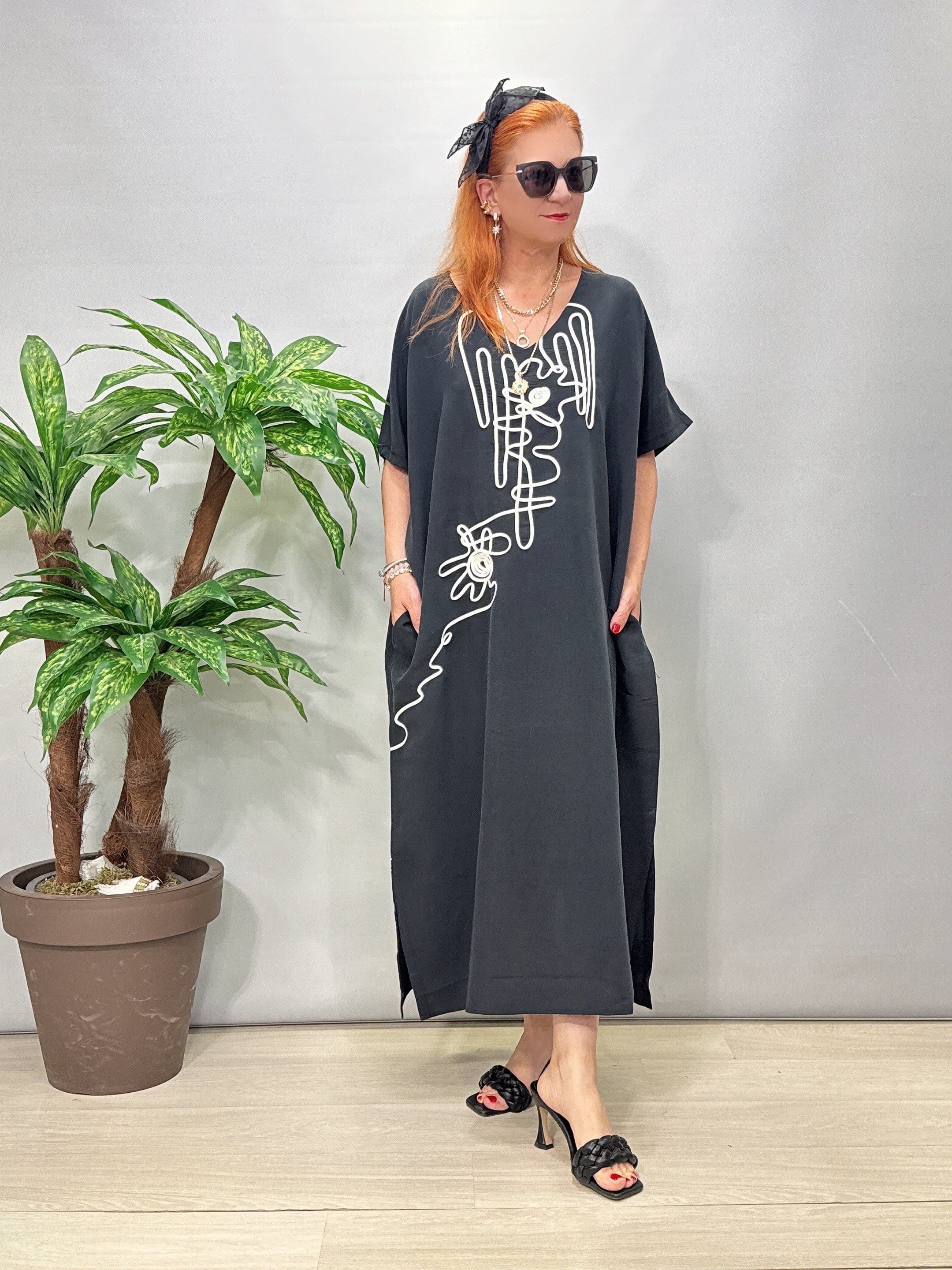 1405 Tencel Elbise Siyah 