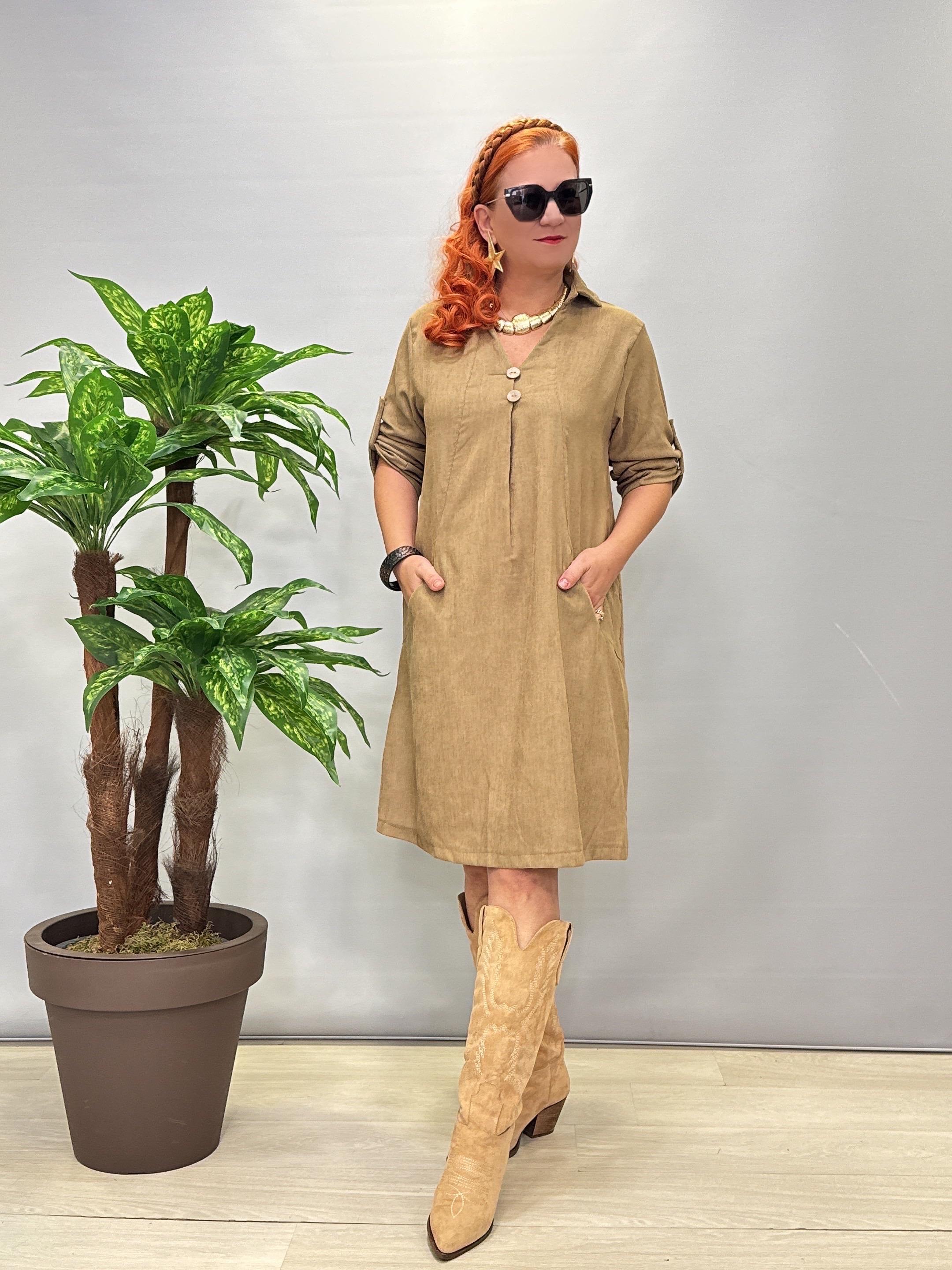 1470 Şönil Kadife Elbise Yağ Yeşili