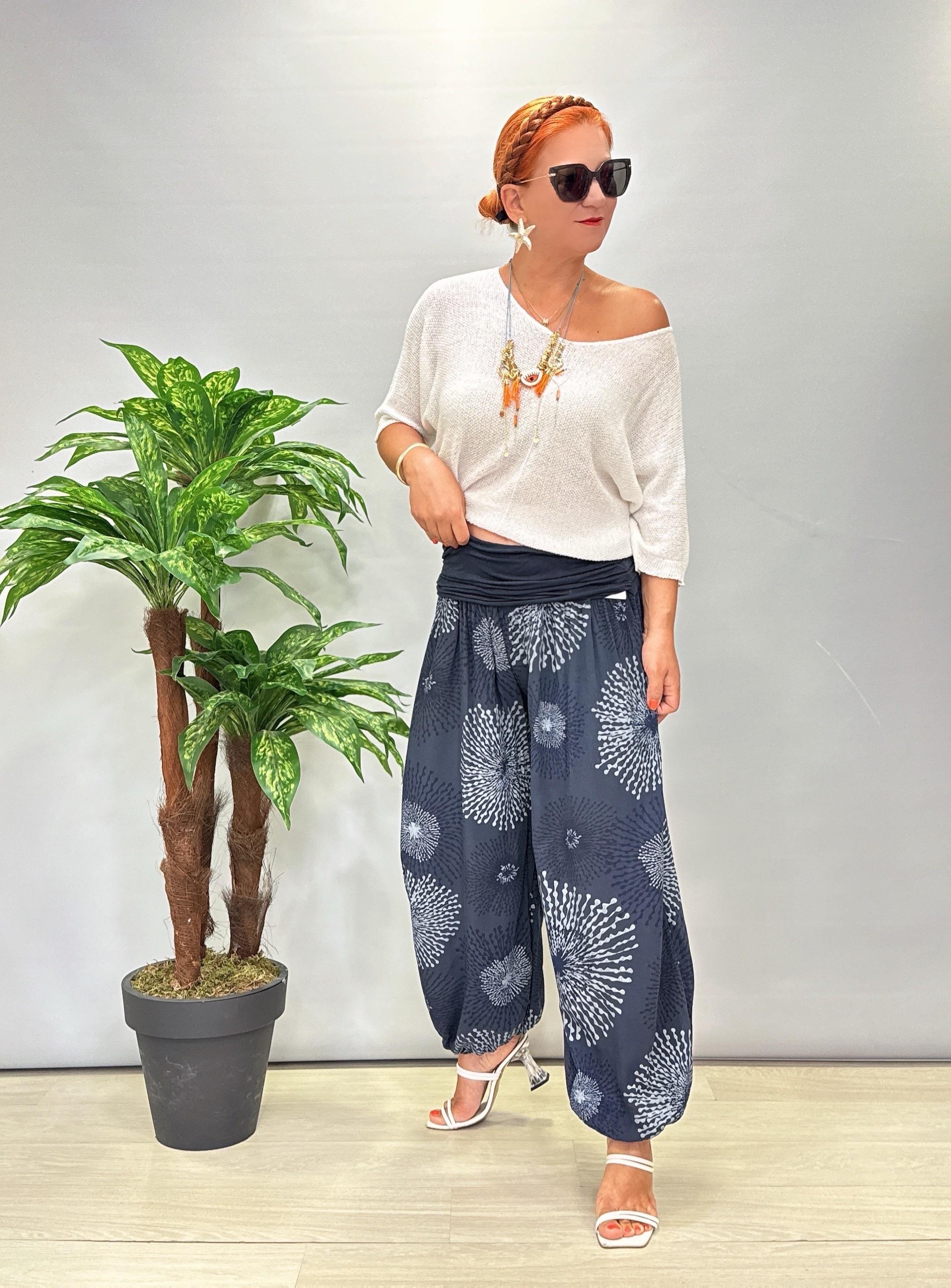 1495 PREMIUM İTALYAN PAMUK ŞALVAR LACİVERT 46 BEDENE KADAR UYUMLU 