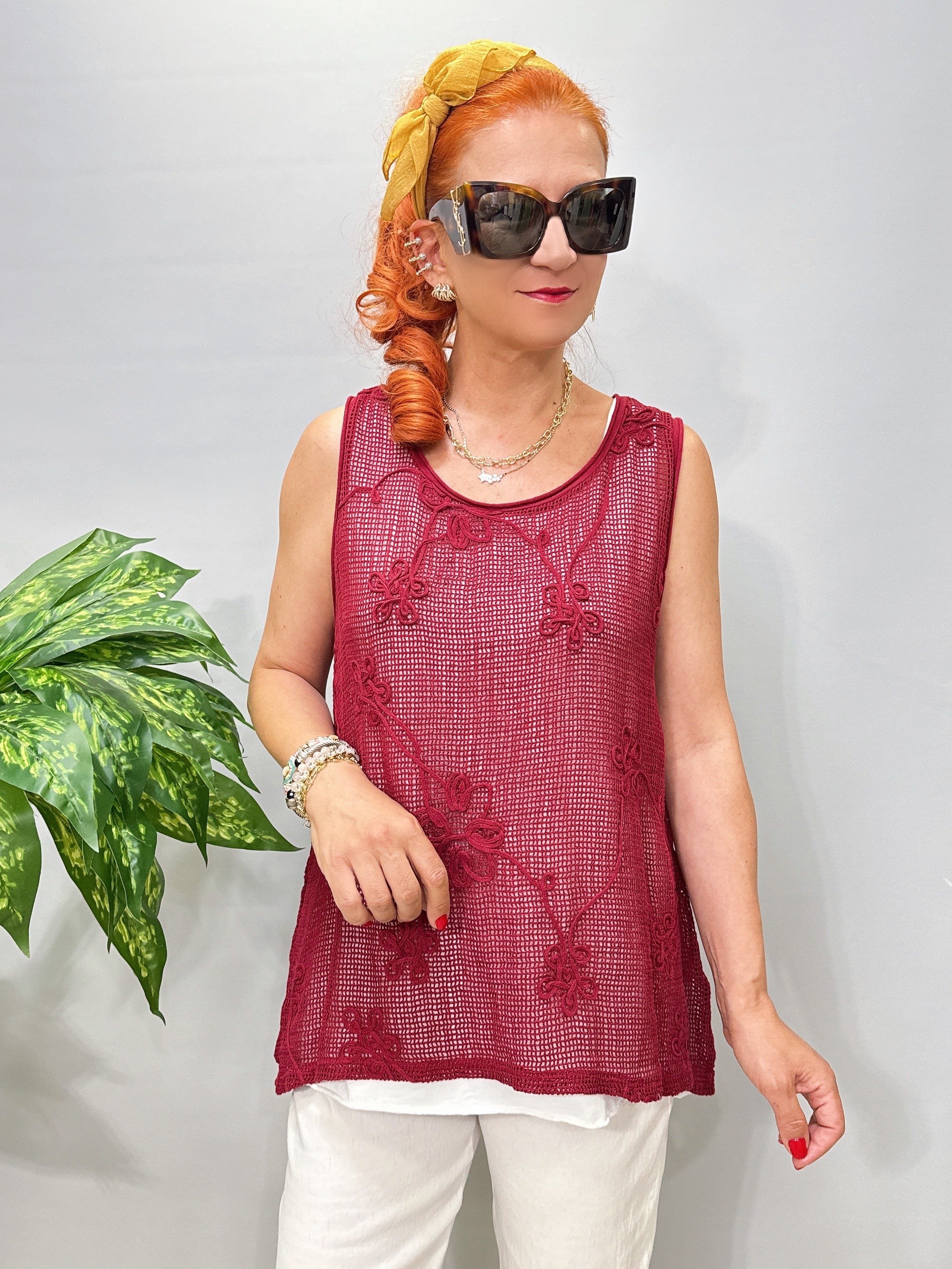 1505 Pamuklu Bluz Bordo