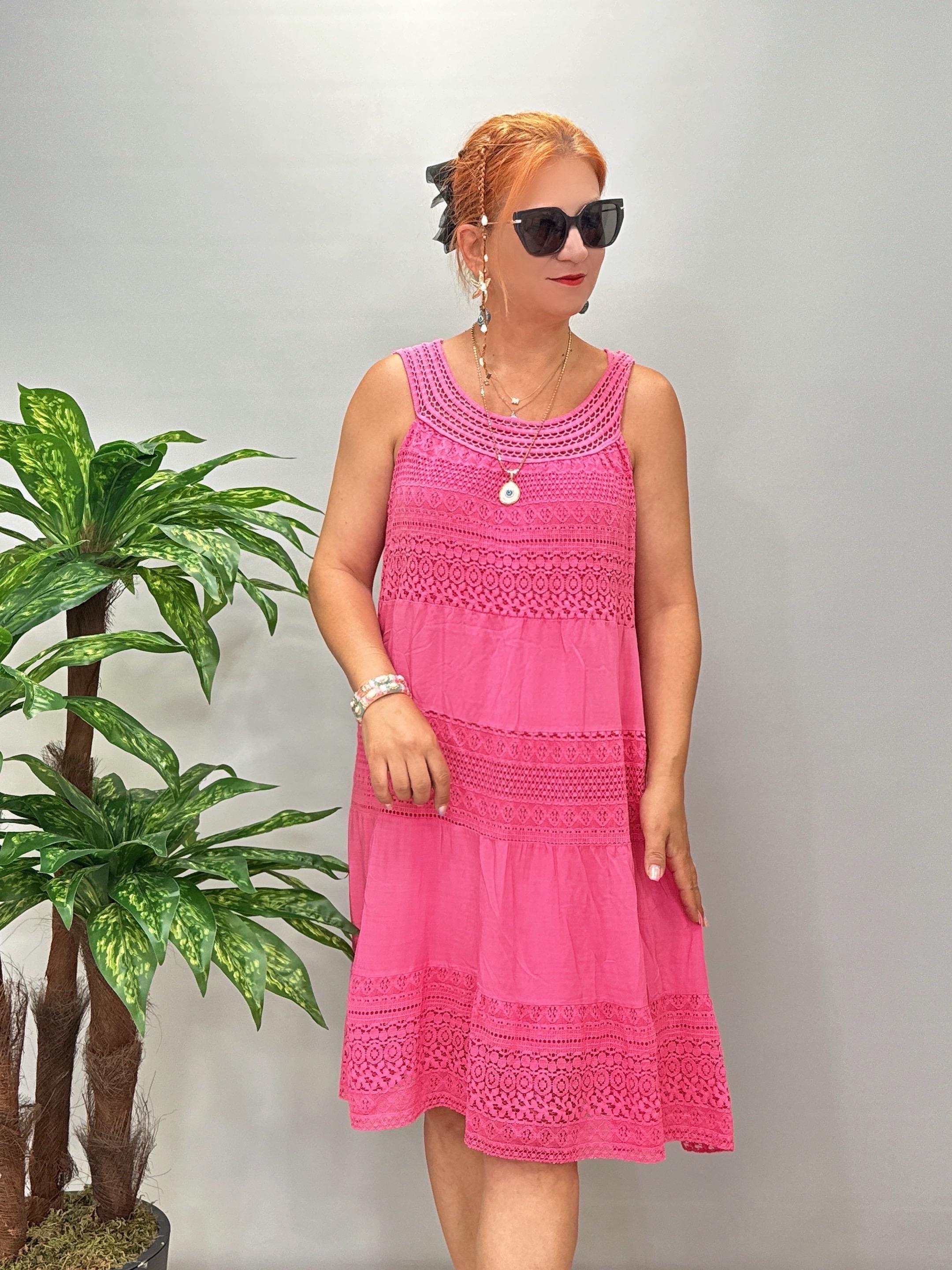 1560 Fisto Detay Elbise Pembe