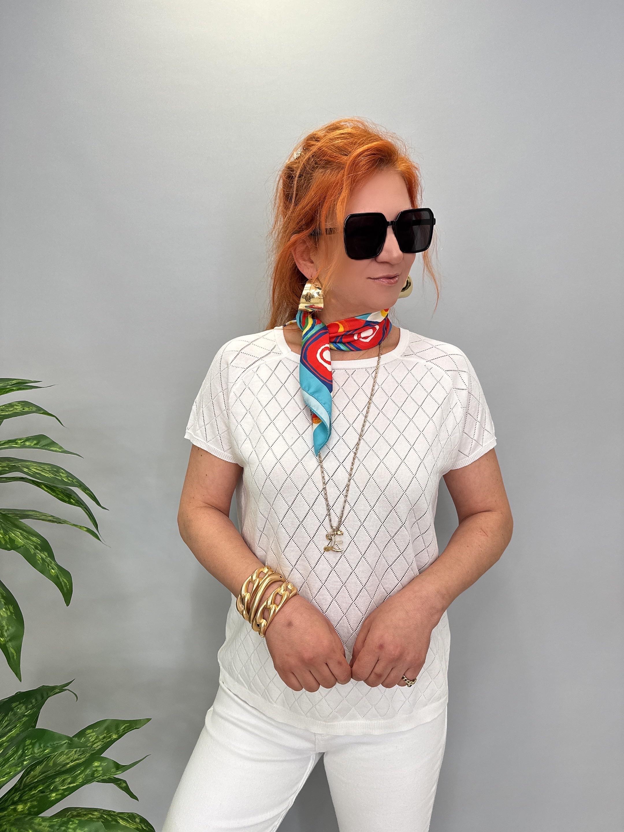 1585 MERSERİZE TRİKO BLUZ BEYAZ