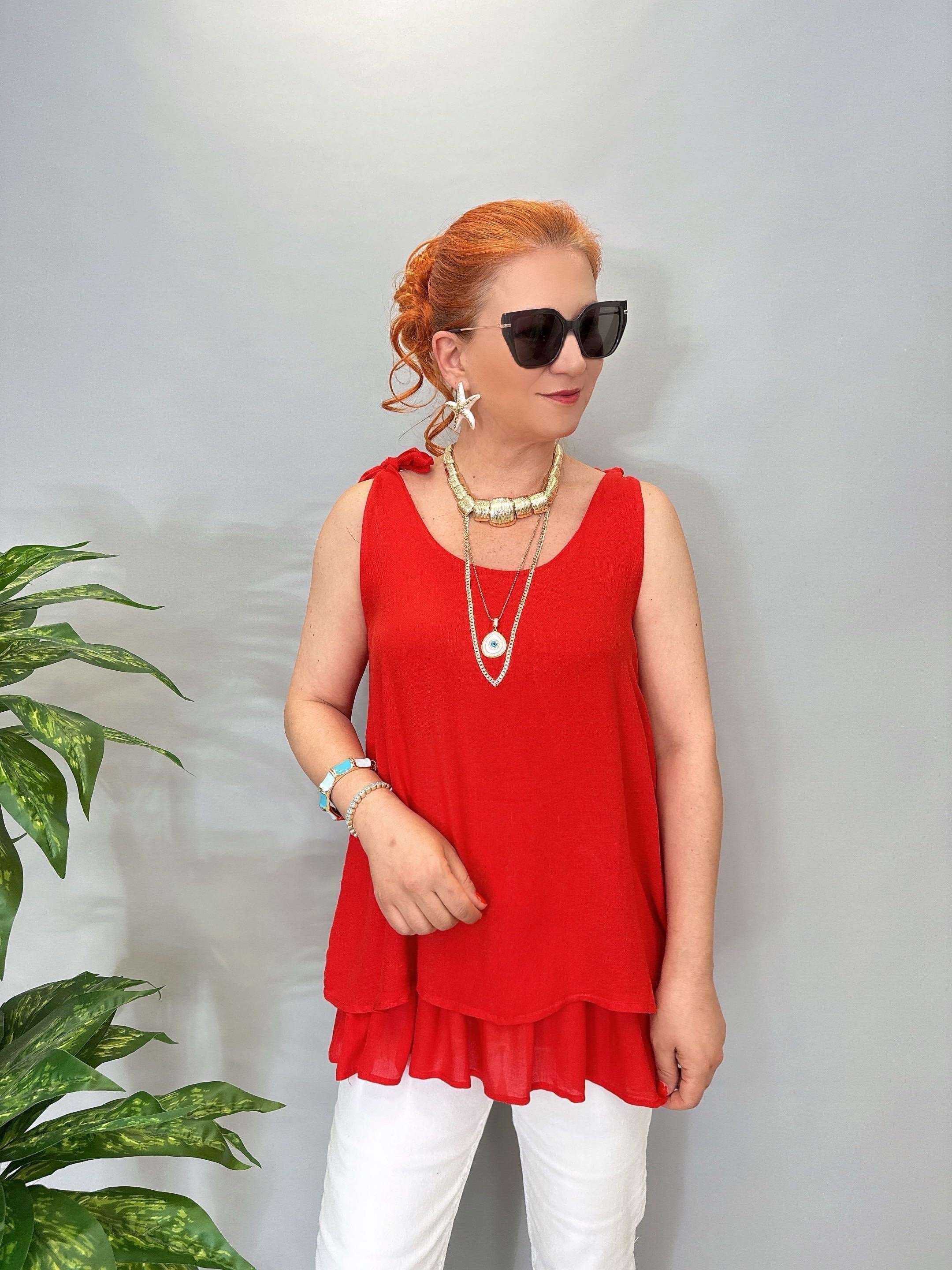 1670 Pamuklu Bluz Kırmızı 