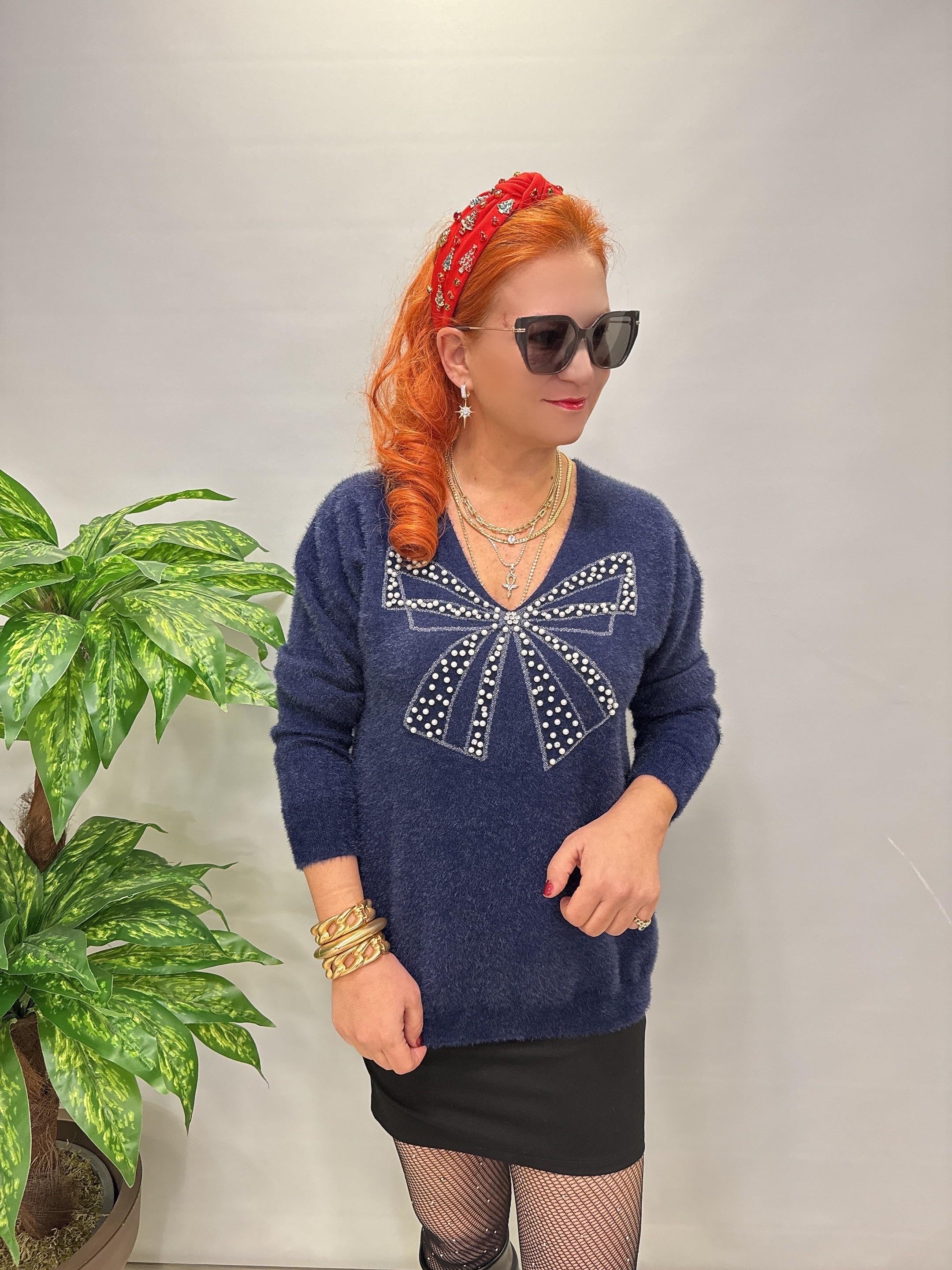 1775 Angora Triko Bluz Lacivert