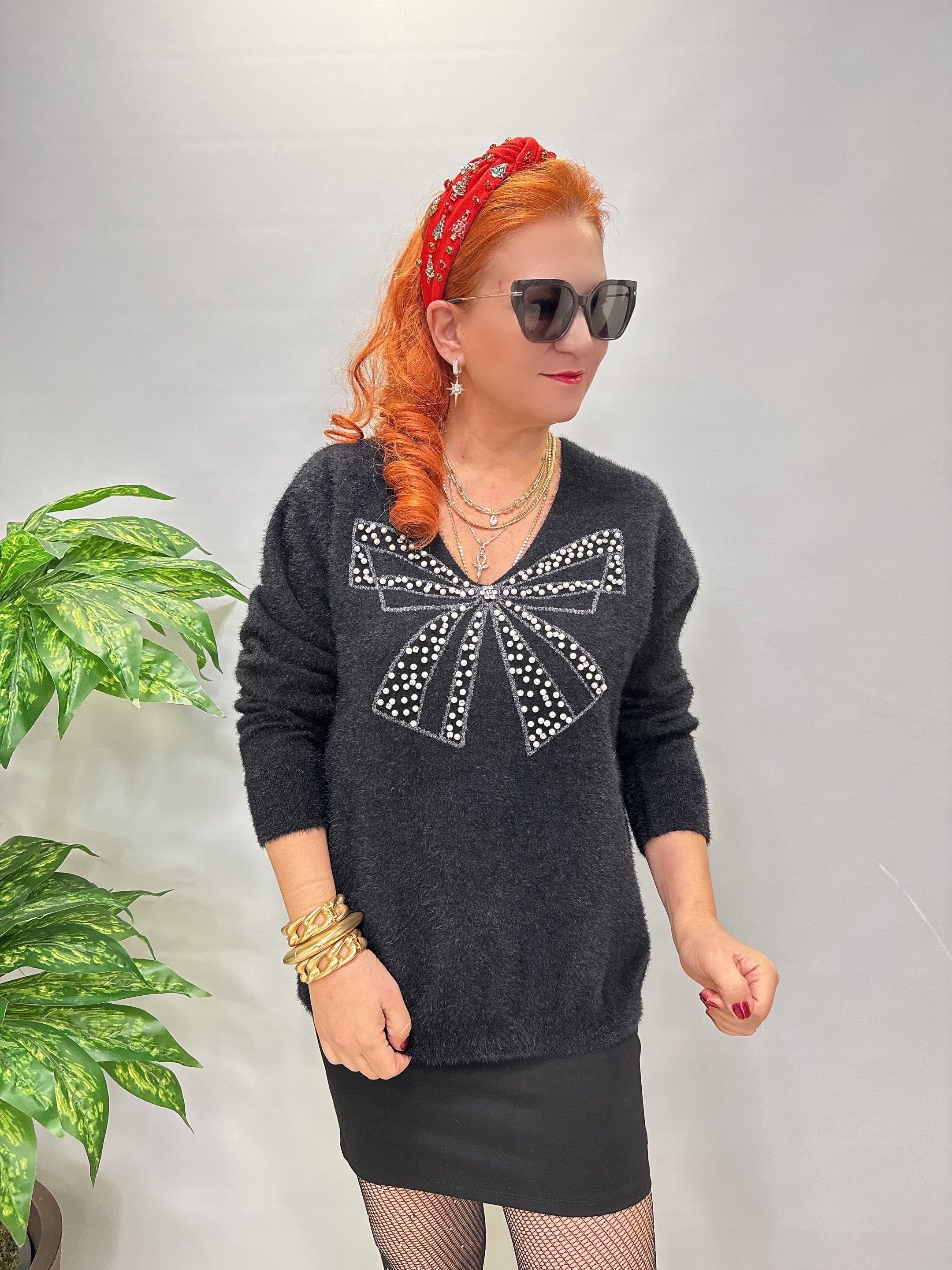 1775 Angora Triko Bluz Siyah