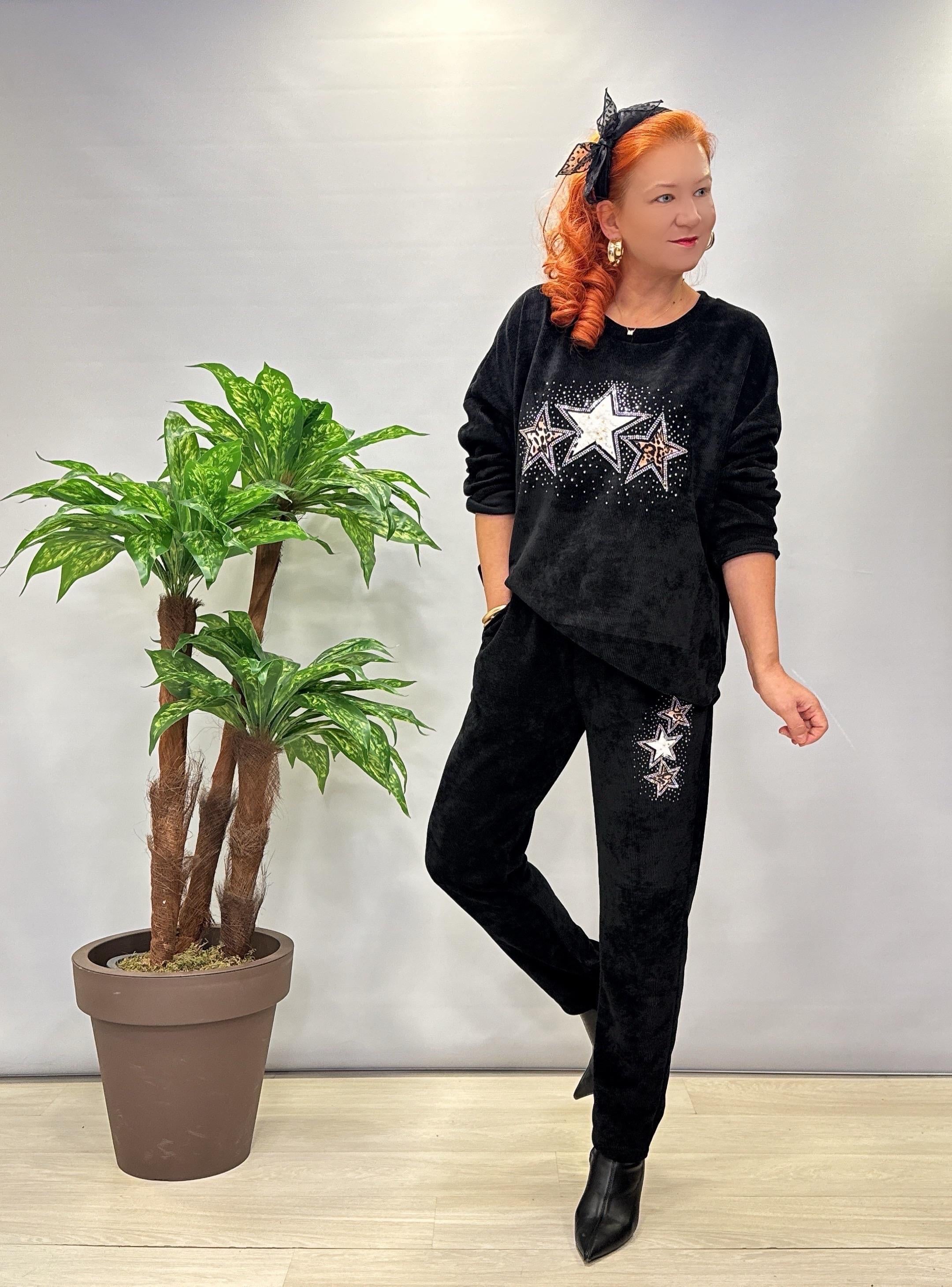 1875 V Yaka Şönil Kadife Takım Siyah