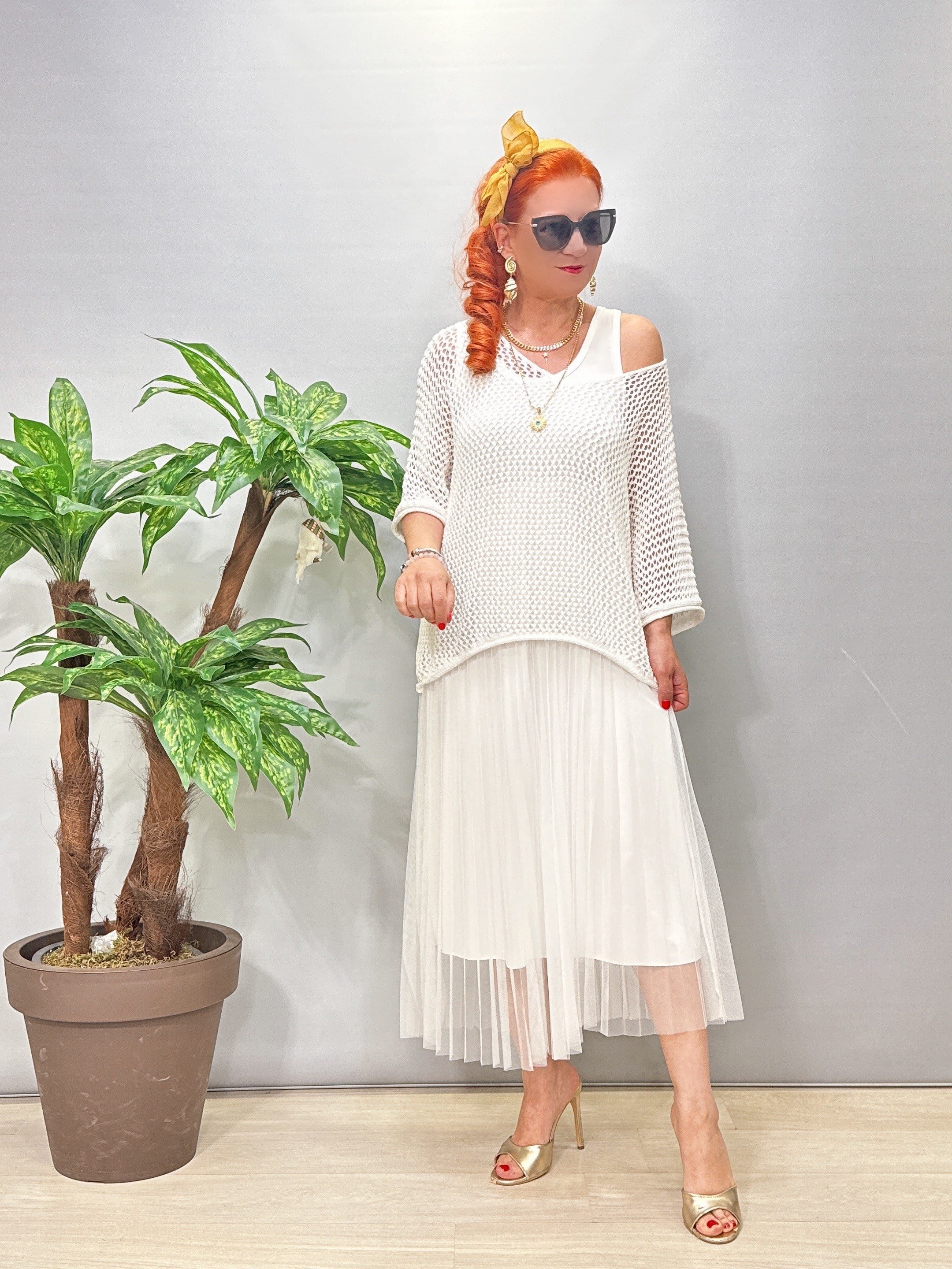 1888 Italyan Merserizeli Elbise Beyaz