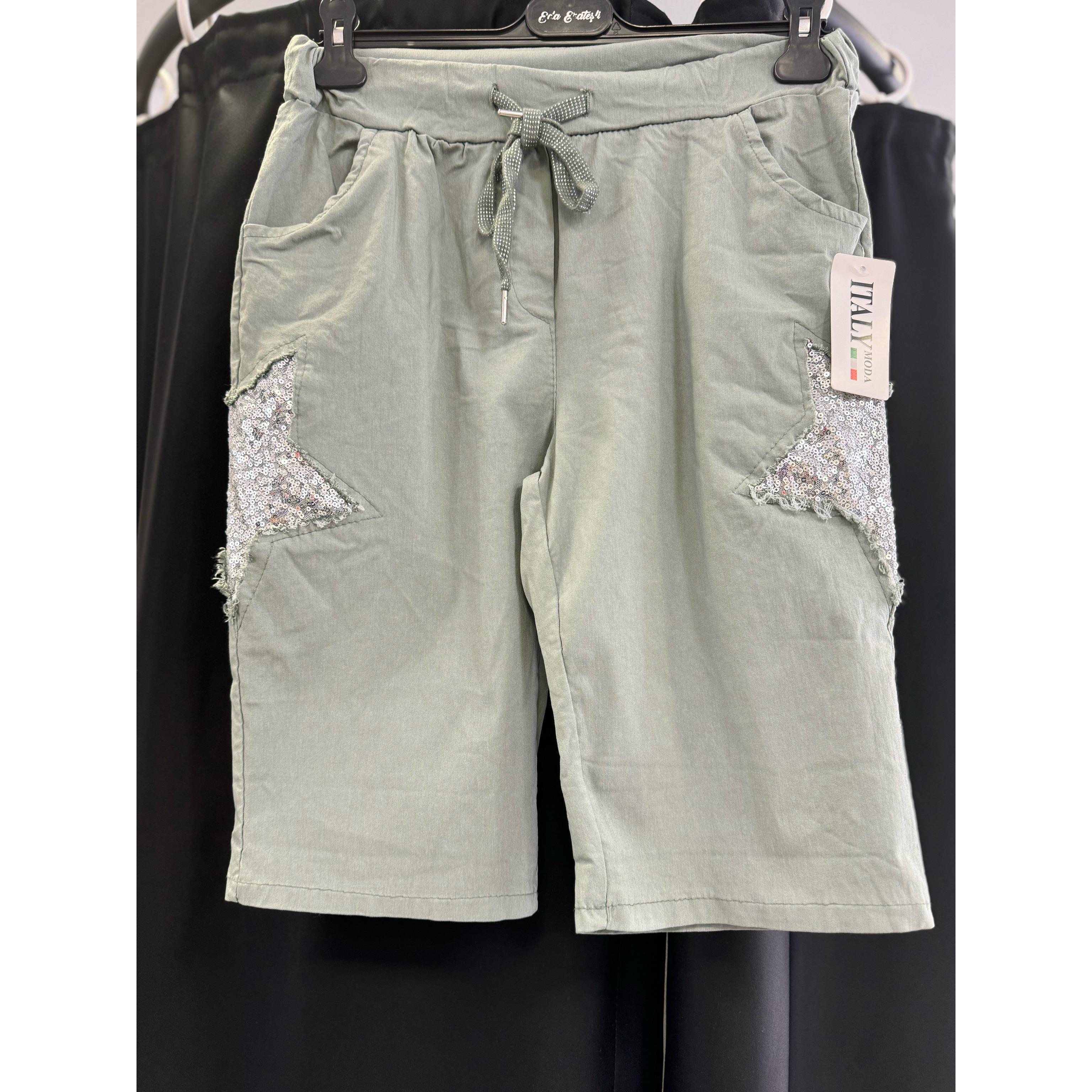 2020 İTALYAN FULL LİKRALI YILDIZ PAYET DETAY ŞORT 42 BEDENE KADAR UYUMLUDUR HAKİ