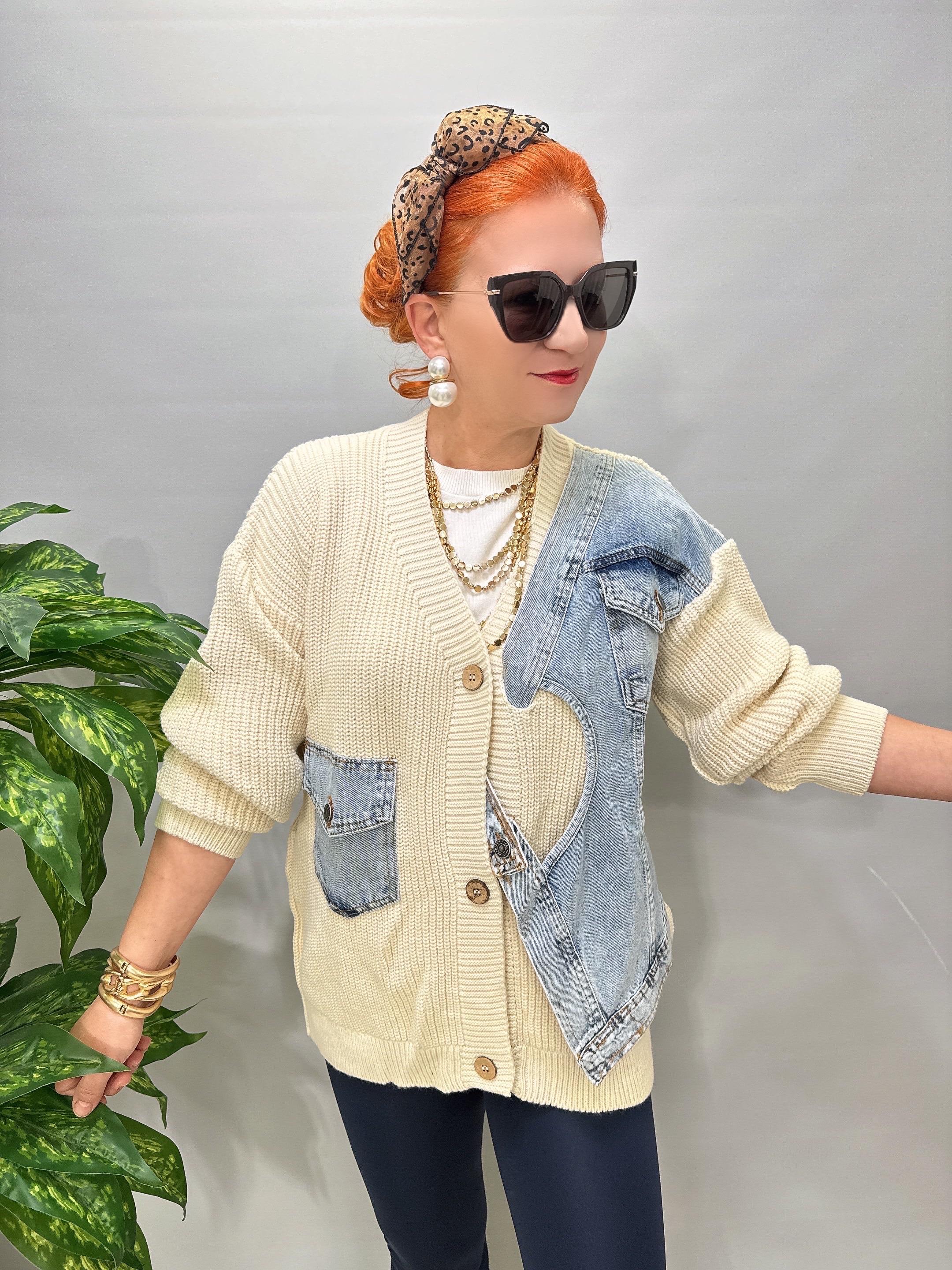 2028 Jean Detaylı Hırka Ceket 