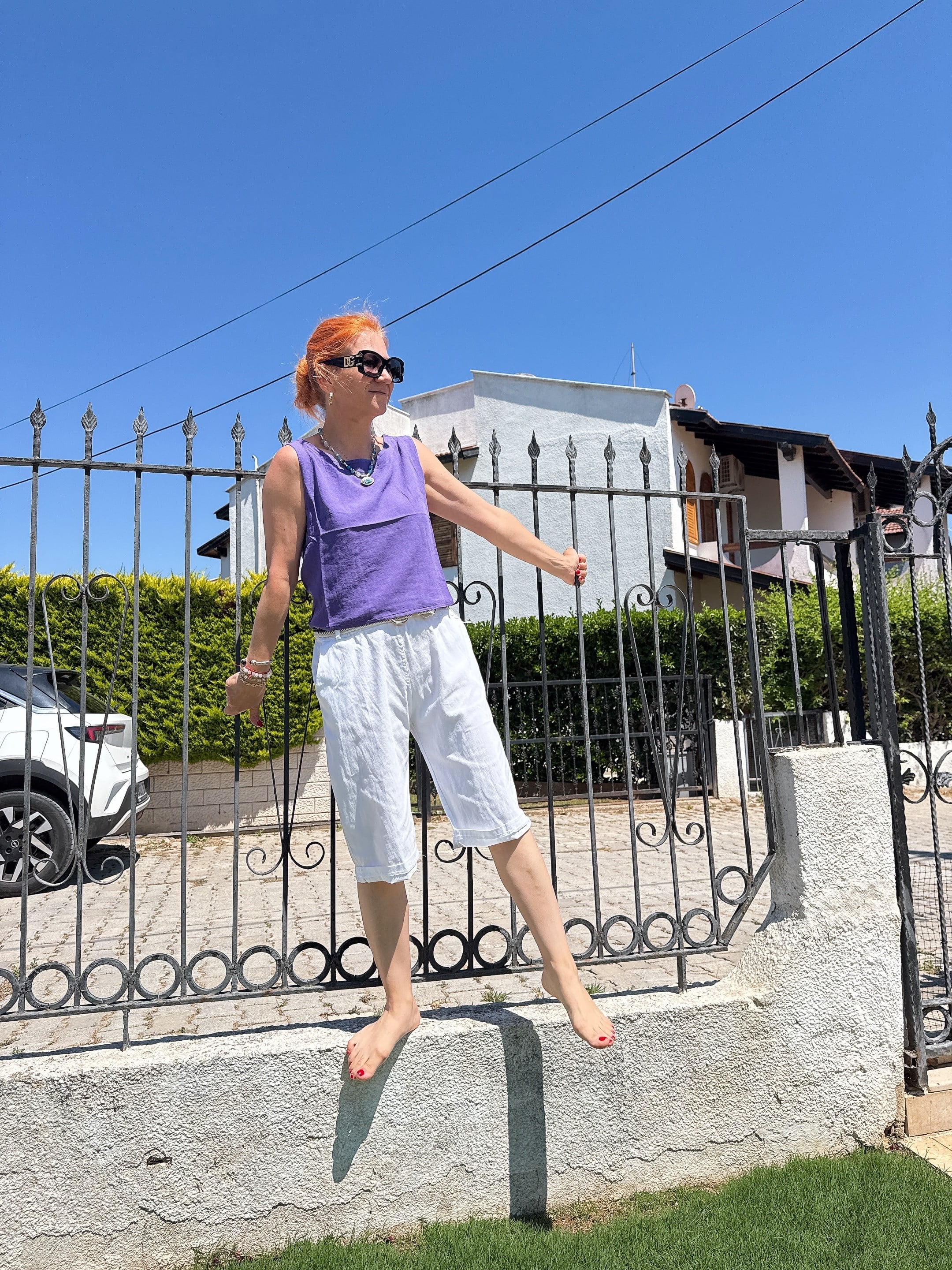 2106 Italyan Capri Pantolon Beyaz