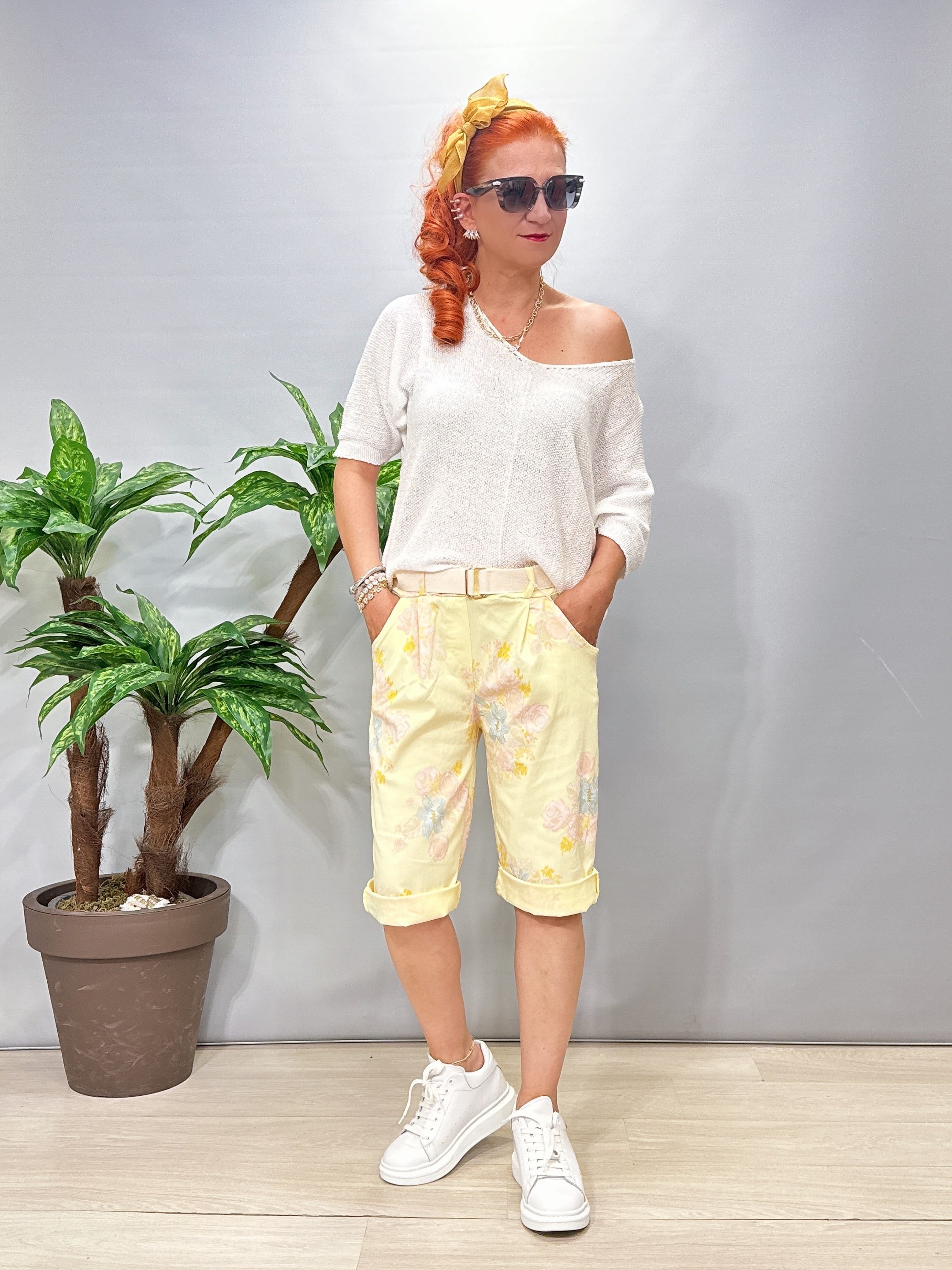 2106 Italyan Capri Pantolon Sarı