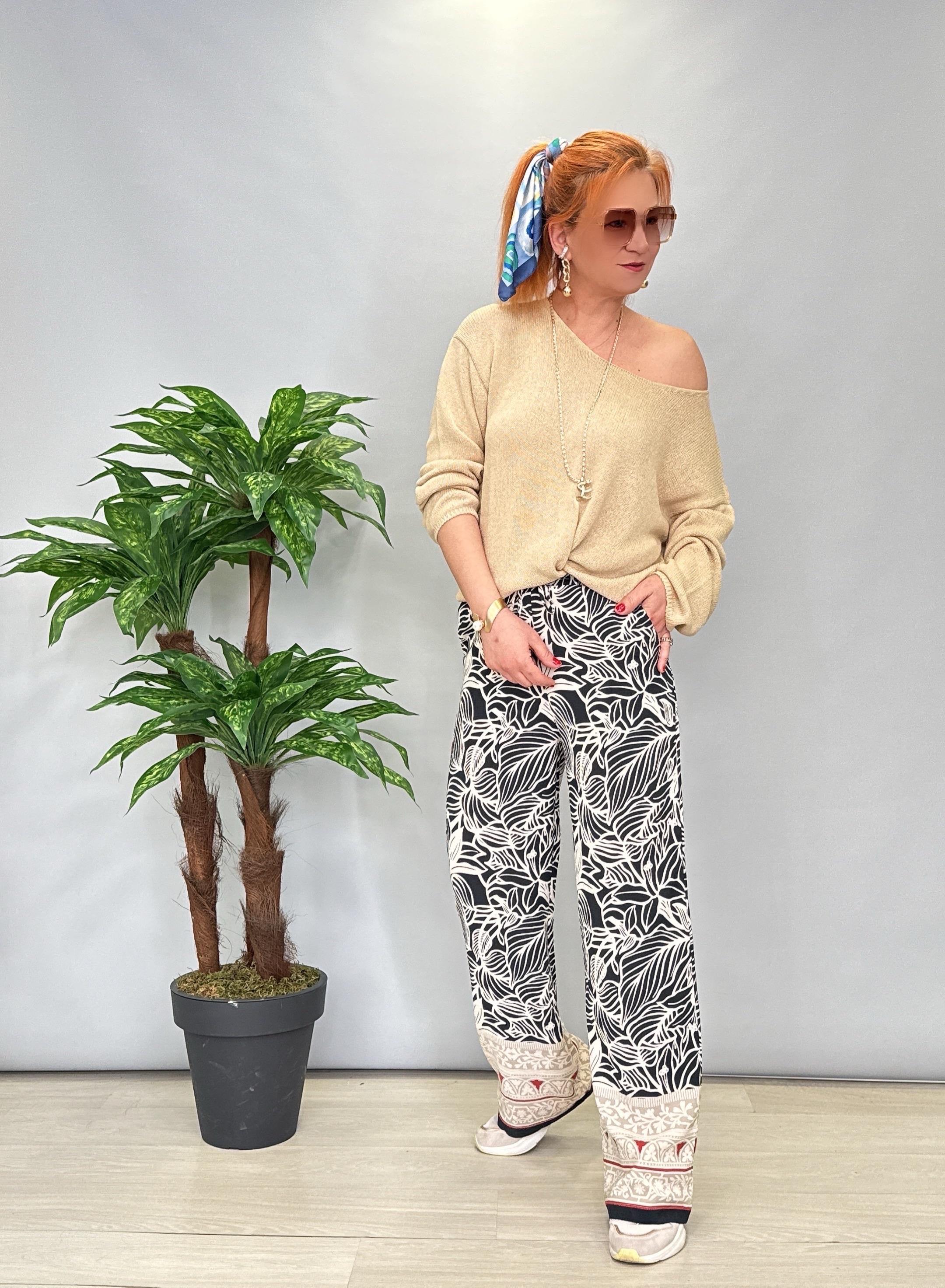 21088 BEJ/SİYAH PANTOLON 