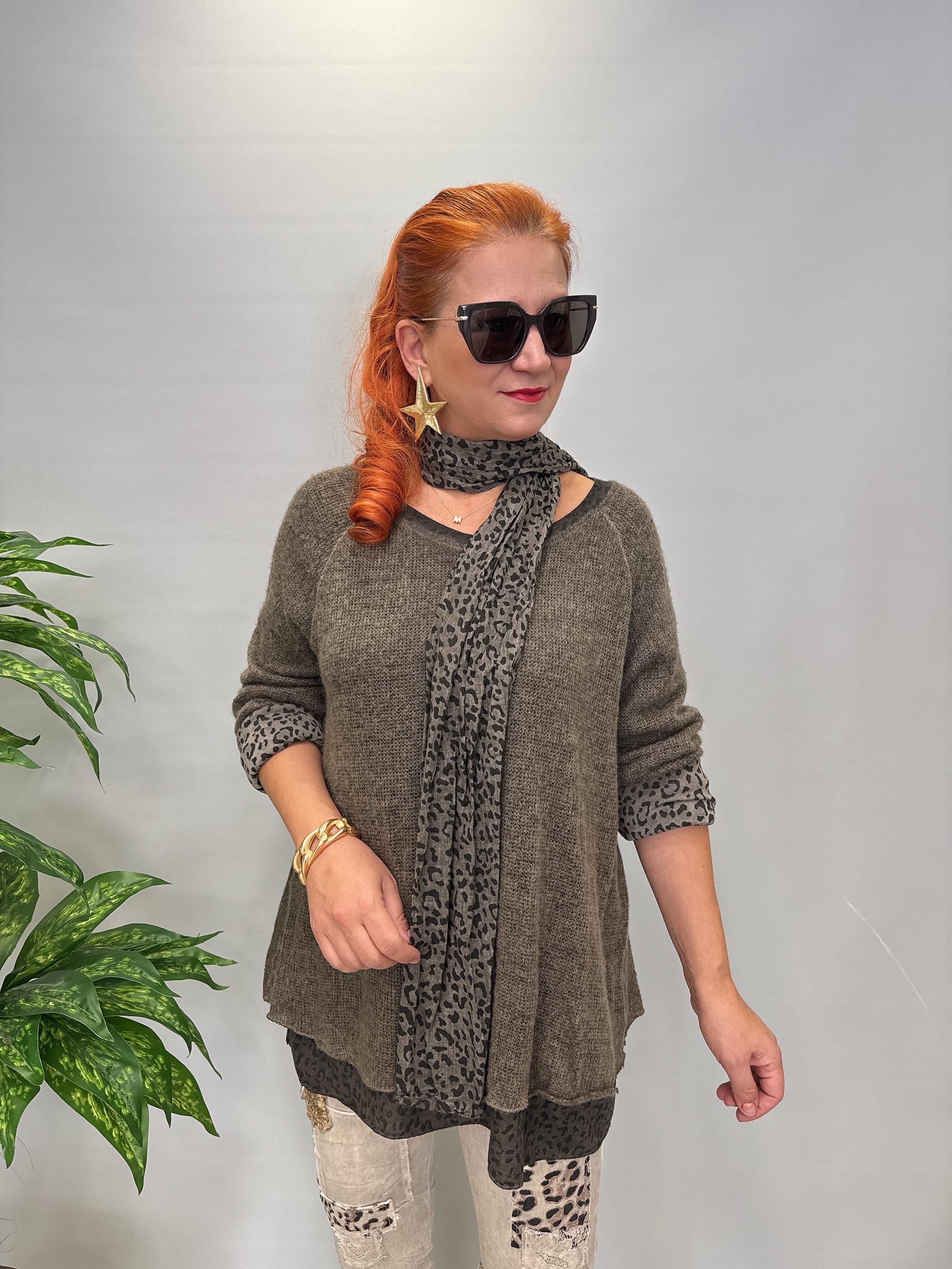 21190 Italyan Şal detay Astarlı Triko Kahve