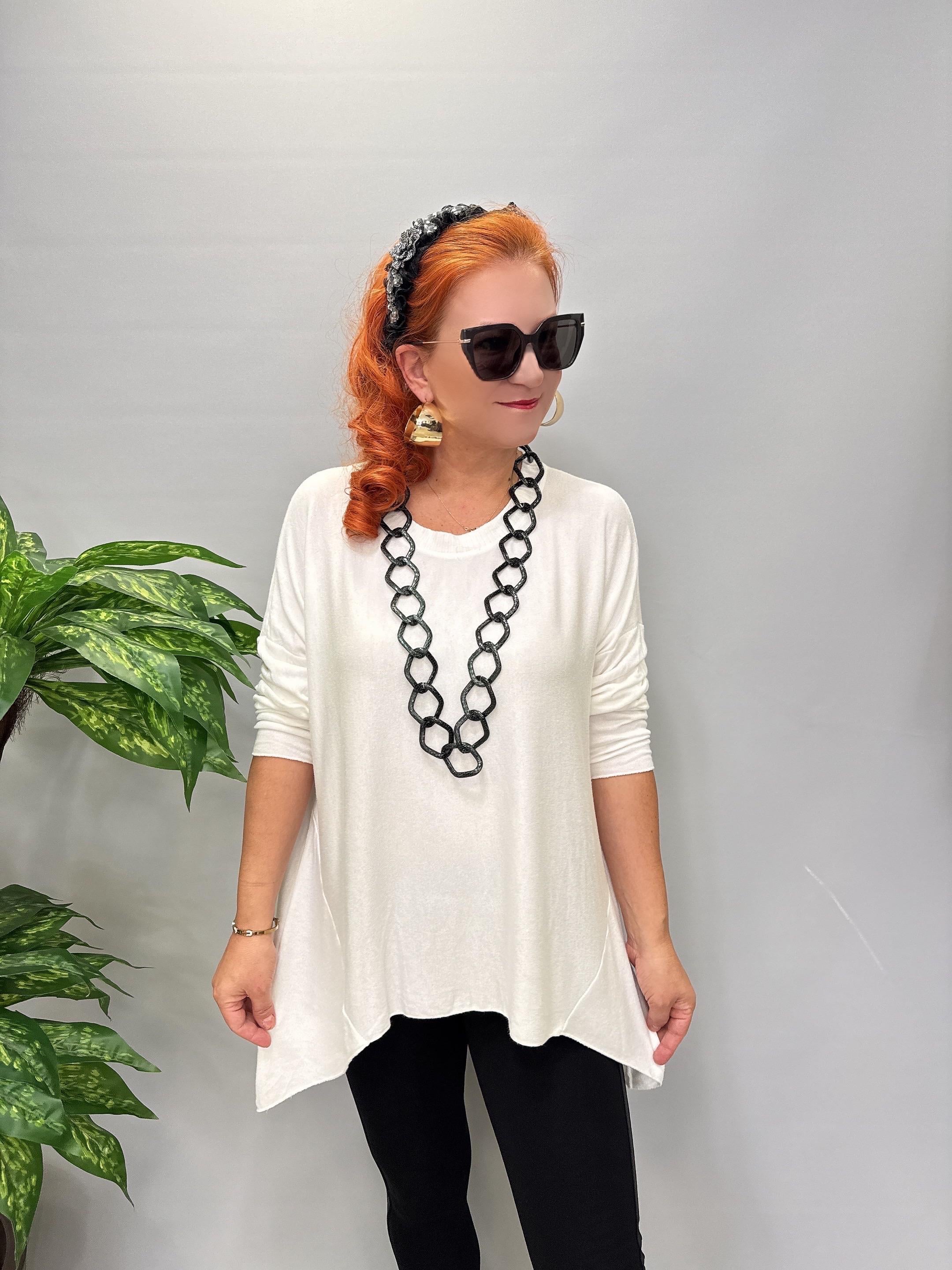 2122 Italyan Tunik Triko Bluz Ekru 